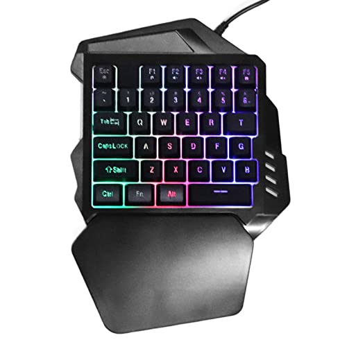 Annadue Einhändige Gaming Tastatur, RGB Hintergrundbeleuchte Professionelle Mechanische Gaming Tastatur, 35 Tasten Tragbare Gaming Tastatur Ergonomischer Game Controller für PC von Annadue