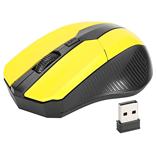 Annadue Ergonomische Kabellose 2,4G Maus, Optisches Computerzubehör für Notebook Tablet PCs, Einfach Anzuschließen, Genaue Positionierung, Energiesparend (Yellow) von Annadue