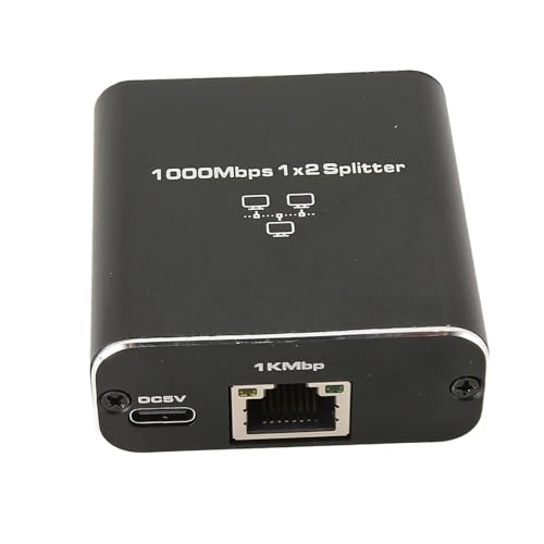 Annadue Ethernet Splitter 1000 Mbit/s, Aluminiumlegierung RJ45 Ethernet Splitter 1 in 2 Out, Hochgeschwindigkeits Netzwerk Splitter Adapter mit Kontrollleuchte für PC Laptop Router, Plug von Annadue
