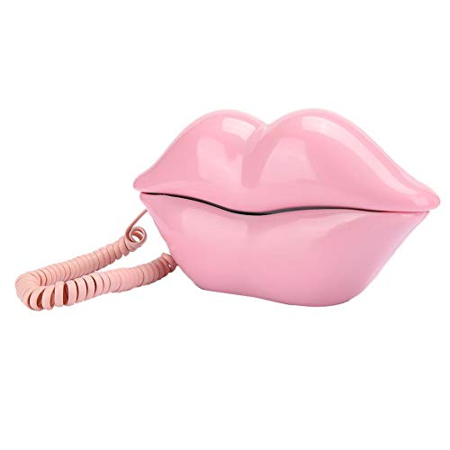 Annadue Europäisches Festnetztelefon mit rosa Lippen, Retro-Neuheit, schnurgebundenes Telefon, mit Telefonleitung, für Heimdekoration(Rosa) von Annadue