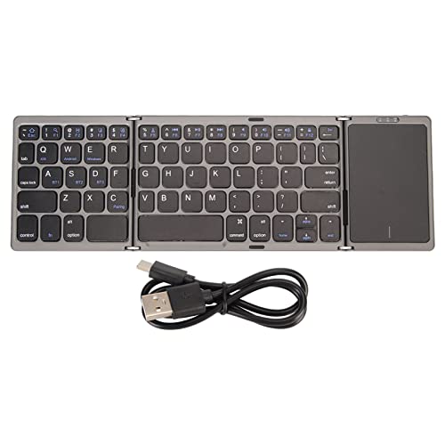 Annadue Faltbare Kabellose Tastatur mit Touchpad, für Tablet PC Smartphone, Integrierter Akku, Unterstützt für IOS, für, für, 3 fache Aufbewahrung (Ascheschwarz) von Annadue