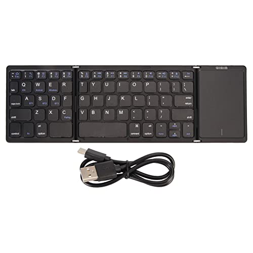 Annadue Faltbare Kabellose Tastatur mit Touchpad, für Tablet PC Smartphone, Integrierter Akku, Unterstützt für IOS, für, für, 3 fache Aufbewahrung (Black) von Annadue