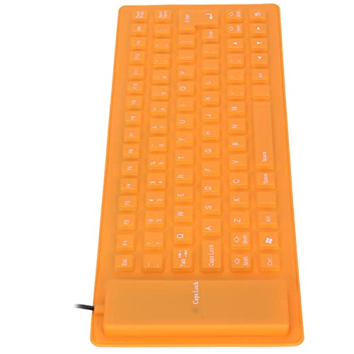 Annadue Faltbare Silikon-Tastatur, USB-Kabel, 85 Tasten, Tragbare Leise Tastatur, Vollständig Versiegeltes Design, Wasserdicht, Staubdicht, für PC, Notebook, Laptop (Orange) von Annadue
