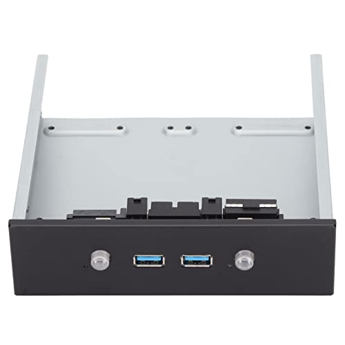 Annadue Frontplatte USB-Hub Frontplattenadapter 2 Ports USB3.0 Stabil Zuverlässige Frontplatte aus Gebürstetem Metall Unabhängiger Schalter Praktische Praktische Computerzubehör(PH7) von Annadue