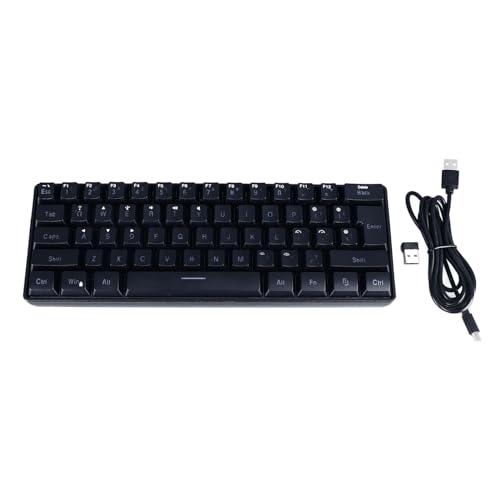 Annadue Gaming Tastatur mit 61 Tasten, Kompakte Tri Mode Membrantastatur, RGB Hintergrundbeleuchtung, 2,4 G/Bluetooth/kabelgebundene Gaming Tastatur für Zuhause, Schlafsaal, Büro. (Black) von Annadue