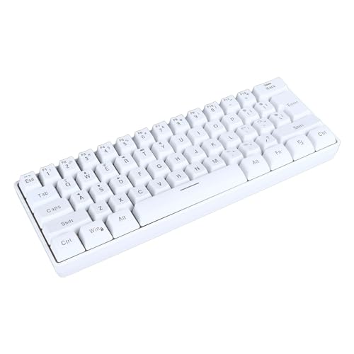 Annadue Gaming Tastatur mit 61 Tasten, Kompakte Tri Mode Membrantastatur, RGB Hintergrundbeleuchtung, 2,4 G/Bluetooth/kabelgebundene Gaming Tastatur für Zuhause, Schlafsaal, Büro. (White) von Annadue