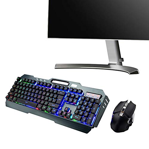 Annadue Gaming-Tastatur und -Maus-Sets LED-beleuchtete Drahtlose Gaming-Tastatur + 2400DPI-Maus mit Hintergrundbeleuchtung, für PC, Laptop, PS4, Xbox One usw. von Annadue