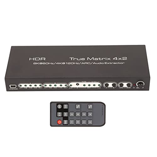 Annadue HDMI-Matrix 8K HDR 4x2 mit IR-Fernbedienungsunterstützung 8K60HZ/@4K120HZ/ARC/Audio Extractor. 100‑240 V(EU) von Annadue