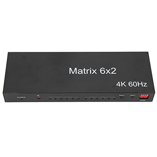 Annadue HDMI Matrix Switch 6x2,4K HDMI Matrix Switcher Splitter 6 in 2 Out Box, Unterstützt Bis zu 4K bei 60 Hz, EDID, 3D, HDCP 2,2, 3,5mm+Optischer Audioausgang, Fernbedienung(EU) von Annadue