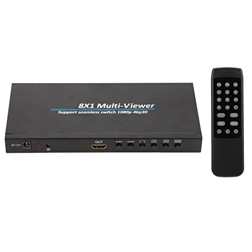 Annadue HDMI Multiviewer 8x1, HDMI Switch Support 4K 60Hz 1080P Seamless Wwitching, Bildschirmteiler mit IR-Fernbedienung für PC/Überwachungskamera(#2) von Annadue