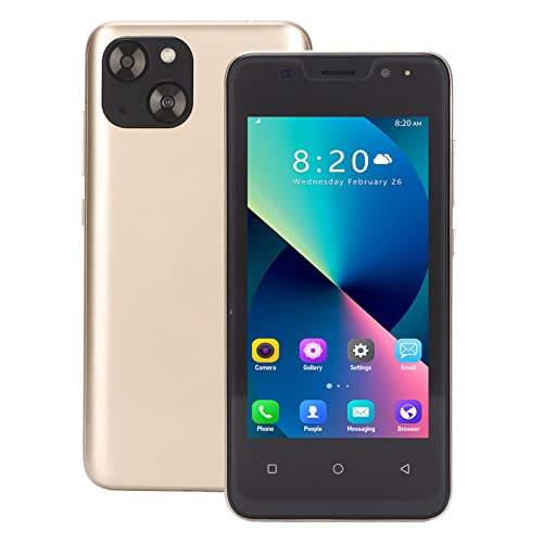 Annadue I13 Entsperrtes Android Smartphone, 4,66 Zoll HD Bildschirm, Entsperrtes Mobiltelefon, 1 GB 8 GB Speicher, 5 MP 8 MP Kamera, Dual Karten Dual Standby, 3000 MAh Schnellladung(Gold) von Annadue