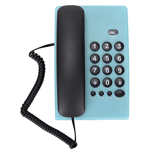 Annadue KX-T504 Schnurgebundenes Telefon für Home Office, Fashion Desktop Festnetz-Multifunktionstelefon mit Dualem Magnethörer, Einstellbarer Klingelton(Blau) von Annadue