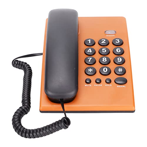 Annadue KX-T504 Schnurgebundenes Telefon für Home Office, Fashion Desktop Festnetz-Multifunktionstelefon mit Dualem Magnethörer, Einstellbarer Klingelton(Orange) von Annadue