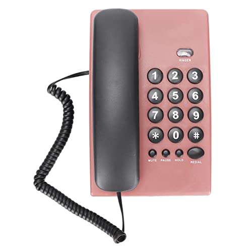 KX-T504 Schnurgebundenes Telefon für Home Office, Fashion Desktop Festnetztelefon mit Schnur, mit Dualem Magnethörer, Einstellbarer Klingelton(Rosa) von Annadue