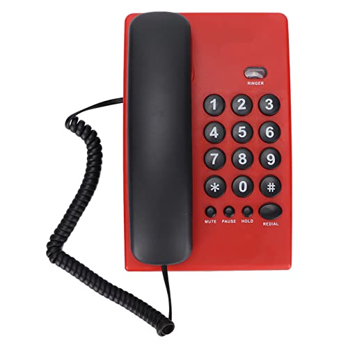 Annadue KX-T504 Schnurgebundenes Telefon für Home Office, Fashion Desktop Festnetz-Multifunktionstelefon mit Dualem Magnethörer, Einstellbarer Klingelton(rot) von Annadue