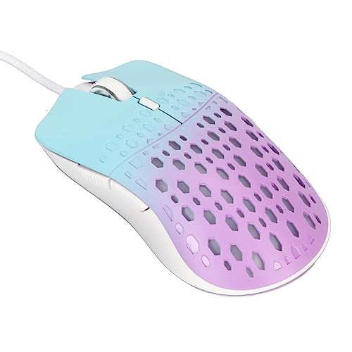 Annadue Kabelgebundene Gaming Maus, 12000 DPI Mäuse mit 7 Tasten für PC Gamer für für, Programmierbarer Treiber, Wabengehäuse, Ultraleicht (Blau Lila) von Annadue