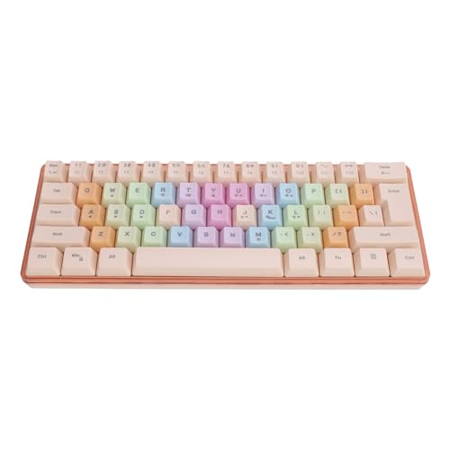 Annadue Kabelgebundene USB-Tastatur mit RGB-Hintergrundbeleuchtung, Sieben Farbtasten, UK-QWERTY, 61 Tasten, Mechanische Haptik, 5 Helligkeitsstufen Einstellbar, für Office-Gaming von Annadue