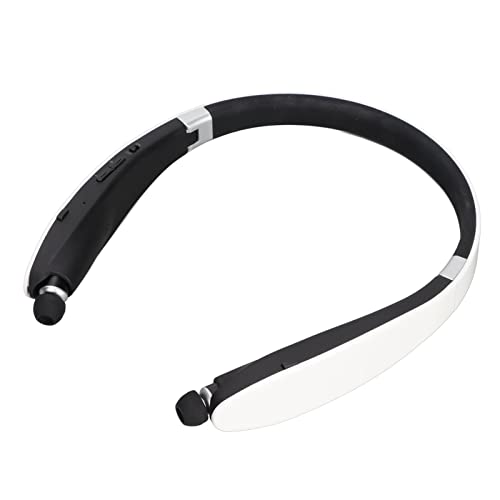 Annadue Kabellose Bluetooth Kopfhörer Nackenbügel Kopfhörer mit Einziehbaren Ohrstöpseln, Tragetasche Stereo Neckband Headset mit Geräuschunterdrückung für Training, Laufen, Fahren.(Weiß) von Annadue