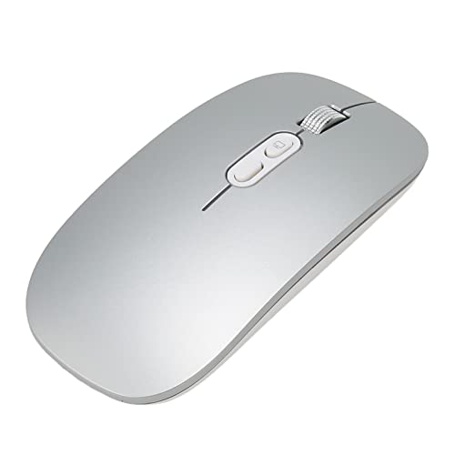 Annadue Kabellose Maus, Ultra Slim Silent Mouse mit Bluetooth 5.1 für Windows XP Vista 7 8 10, 2,4 G Wiederaufladbare Tragbare Computermaus mit LED Licht für Notebook PC Laptop (Silber grau) von Annadue