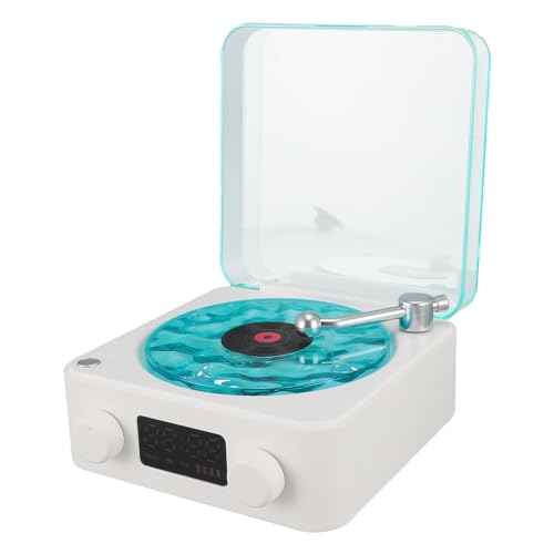 Annadue Bluetooth Lautsprecher im Plattenspieler Stil mit Nachtlicht und Zeitanzeige, 3 in 1 Multifunktions Klein Stereo Wireless Lautsprecher. von Annadue
