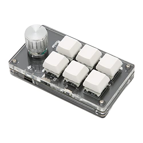 Annadue Makro Mechanische Tastatur, 6 Tasten USB Kabelgebunden/kabellos Bluetooth Dual Modus Tastatur mit Knopf, DIY Programmierbare Mechanische Tastatur Blauer Schalter für von Annadue