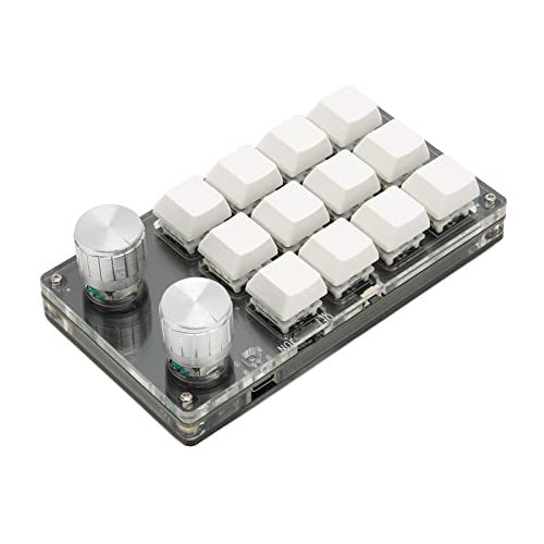 Annadue Mechanische Tastatur, 12 Tasten USB kabelgebundene/kabellose Bluetooth Dual Mode Tastatur mit 2 Knöpfen, DIY Programmierbare Mechanische Tastatur Blauer Schalter für von Annadue