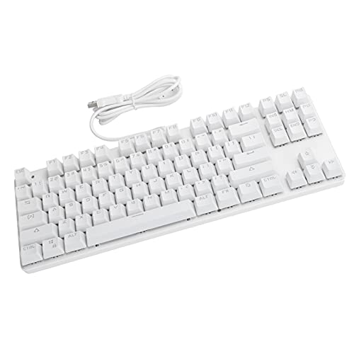 Annadue Mechanische Tastatur, Bunte Hintergrundbeleuchtung USB-kabelgebundene Spieletastatur Mechanischer Blauer Schalter 87 Tasten USB-kabelgebundene Tastatur für Gamer/Office/Home, Plug and Play von Annadue