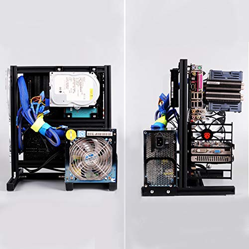 Annadue Offener Aluminiumrahmen, Offenes Gehäuse, Gehäusehülle für ITX-Motherboard (17 X 17 cm) M-ATX, ATX-Motherboard (Schwarz) von Annadue