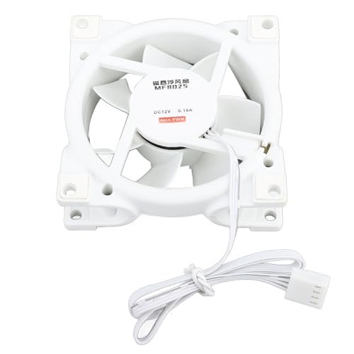 Annadue PC-Lüfter, Leistungsstarker 80-mm-Gehäuselüfter, PWM-gesteuert 800–2500 U/min, MFDB-Dynamikdrucklager, Intelligente Temperaturregelung, Leiser PC-Lüfter (White) von Annadue