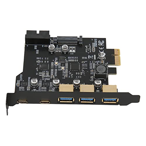 Annadue PCI E X 1 auf USB Erweiterungskarte, 3 USB3.0 2 Type C Port PCIE Motherboard Karte für WINXP für WIN7 8 10 für Linux, 19 polige 5 Port Erweiterungsadapterkarte für PC Desktop von Annadue
