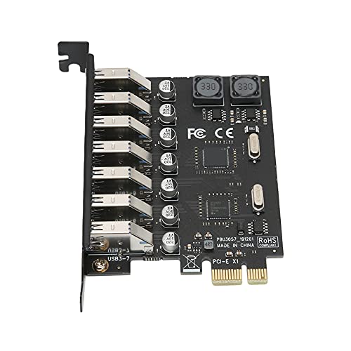 Annadue PCIE USB 3.0 Karte,7-Port PCI-e zu USB 3.0 Erweiterungskarte,Super Speed ​​5Gbps PCI-e USB 3.0 Hub Controller Adapter Main Control für,Win XP/7/8/8.1/10 und 32/64 Bit von Annadue