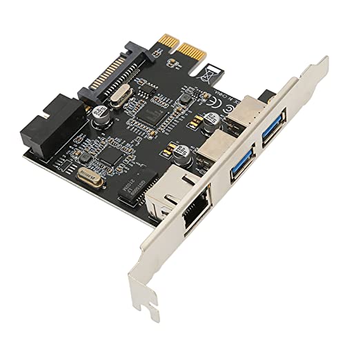 Annadue PCIe USB 3.0 Karte, PCIe zu 2 Ports USB 3.0 Erweiterungskarte, PCI Express Gigabit LAN zu Ethernet RJ45, Super Speed ​​5 Gbps PCIe USB Hub Controller Adapter, 15Pin Netzteil von Annadue