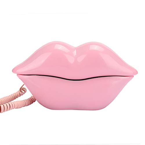 Annadue Pink Mouth Telefon verkabelt Neuheit Telefon Cartoon Lippen geformt echte schnurgebundene Festnetz, schönes Geschenk für Home Office Möbel Dekor(Rosa) von Annadue