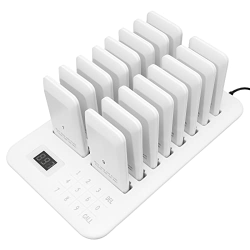 Annadue Restaurant Pager System, Wasserdichtes Drahtloses Rufsystem, Social Distancing Keeping Pager System mit 16 Gäste Pager für Imbisswagen, Restaurant, Cafés Usw(EU) von Annadue