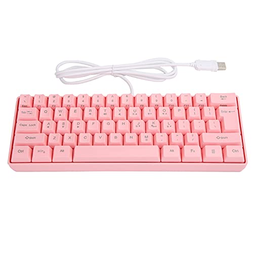 Annadue Rosa RGB Gaming Tastatur mit Hintergrundbeleuchtung, 61 Tasten, Lautstärkeregelung und Beleuchtungsanpassung, USB Kabel für Laptop und Desktop von Annadue