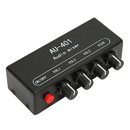 Annadue Stereo Audio Mixer, 4 Kanäle Stereo Audio Mixer, 4 in 1 Out 3,5 Mm Stereo Mixer für Kopfhörer, Lautsprecher, Verstärker, PC, Audio Mixer für Bar, Club von Annadue