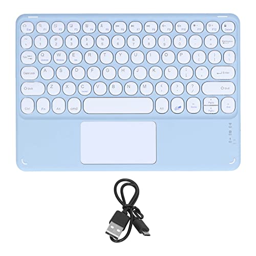 Annadue Tragbare Kabellose Tastatur mit Touchpad, Touch-Tastatur, Runde Tastenkappen, Ergonomisches Design, Ultradünne, Kabellose Smart-Touch-Tastatur, für PC, Tablets, Laptops(Himmelblau) von Annadue