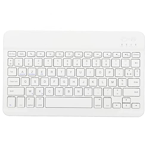Annadue Tragbare Tastatur für Tablet, Leichte, wasserdichte Französische AZERT Tastatur für die Reise nach Hause, 10 Zoll Ultra Slim Scherenstil Funktastatur für Tablet Smartphone (White) von Annadue