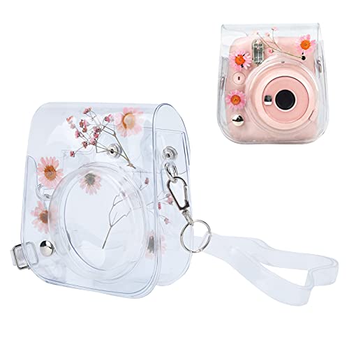 Annadue Transparente Kameratasche, PVC Kamera Aufbewahrungstasche mit Verstellbarem Schultergurt und Abnehmbarer Abdeckung,Kompatibel mit Instax 11/9/8 Kamera(Rosa) von Annadue