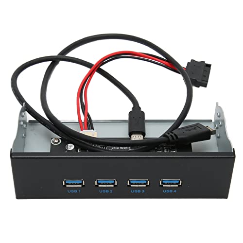 Annadue USB 3.2 Front Panel Hub, 5,25 Zoll 4 Ports Front Panel USB Hub mit 4 USB3.2 GEN2, 10 Gbit/s Optisches Laufwerk Front Panel für Windows7/8/10/2003, OS X Laptop, Linux von Annadue