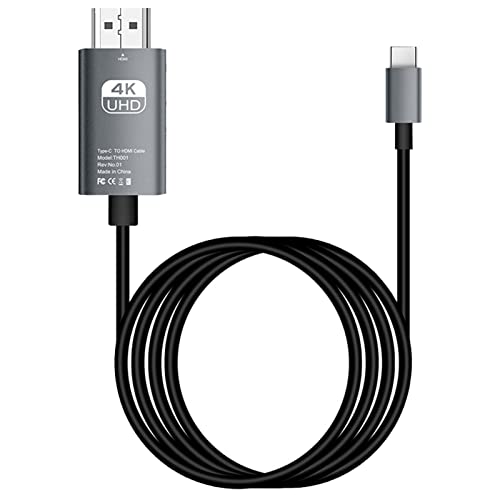 Annadue USB C auf HDMI Kabel 4K 6ft, Typ C auf HDMI Kabel Thunderbolt 3 Kompatibel mit MacBook, für Mate 20, für Galaxy S9/S8, für Surface Book 2/Go, für Huawei P30, Etc (Schwarz) von Annadue