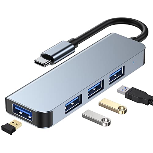Annadue USB C zu USB Hub 4 Ports, Typ C zu USB 3.0 Hub mit Gehäuse aus Aluminiumlegierung, Multiport USB C Hub USB Splitter für Laptop, Mehrere USB Peripheriegeräte von Annadue