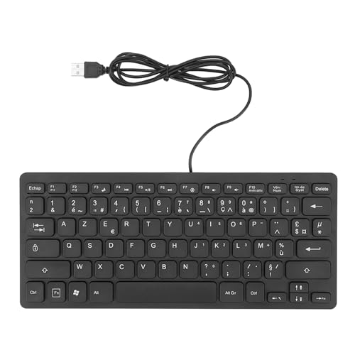 Annadue USB Computertastatur, 78 Tasten, Ultradünne Zweisprachige Tastatur, Ergonomische, Spritzwassergeschützte, Kabelgebundene Kompakttastatur für (Französisches AZERTY-Layout) von Annadue