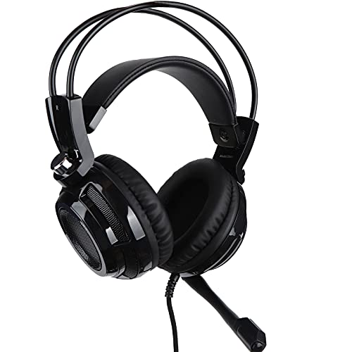Annadue USB-Gaming-Headset für PC,Laptop, 7.1 Virtual Surround Sound Bass Soft Ohrenschützer Over-Ear-Kopfhörer mit Mikrofon, Kabel-Ohrhörer mit Fluoreszierender Beleuchtung (Schwarz) von Annadue