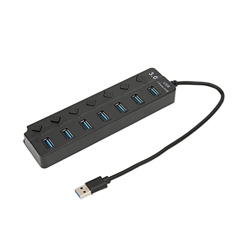 Annadue USB Hub 3.0 Splitter, 7 Port USB 3.0 Daten Hub Splitter, 5 Gbit/s Hochgeschwindigkeits USB Hub Expander, Tragbare USB 3.0 Splitter Dockingstation für, OS X 10.0+, (Black) von Annadue