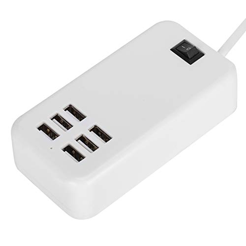 Annadue USB Ladegerät, 30W 6 Port Ladegerät Adapter Desktop Ladestation Hub Buchse für Alle Arten von USB Geräten für Mobiltelefone, MP3, MP4, Kamera Usw.(EU) von Annadue