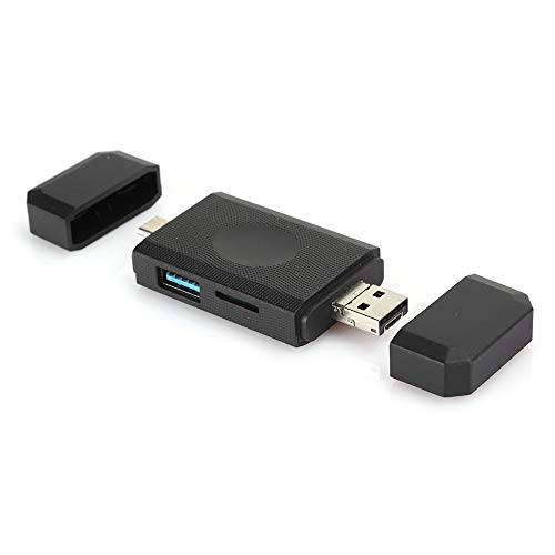 Annadue USB3.0 HUB-Funktion USB-Schnittstellenkartenleser, ABS-schwarzer Typ-C-Speicherkartenleser, Hochgeschwindigkeitslesung für Mobiltelefone, Tablets, Laptops von Annadue