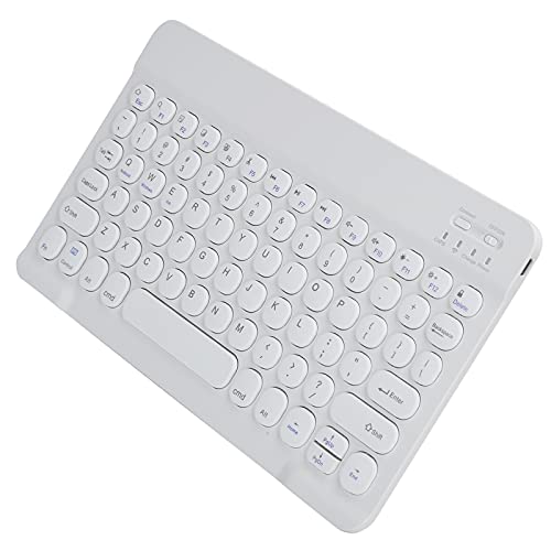 Annadue Ultradünne Kabellose Tastatur, 10 Zoll Bluetooth3.0 Silent Scissor Style Tastatur, Runde Kappe, für Smartphones, Tablets, Laptops, für, für, für Usw. (Weiss) von Annadue