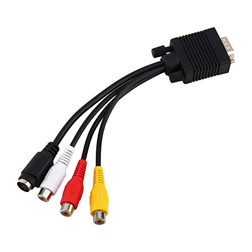 Annadue VGA SVGA auf S-Video 3 RCA TV AV Konverter Kabeladapter, VGA 15 Pin Stecker auf TV Konverter S-Video + 3 RCA Out Kabeladapter Drahtkabel für PC Computer von Annadue