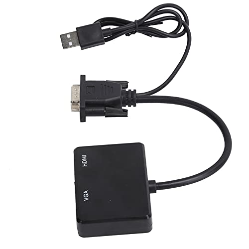 Annadue VGA zu HDMI, USB VGA Eingang zu HDMI + VGA Ausgangskonverter, Unterstützung 1080P, für Notebook, Grafikkarten, DVD, Blu-ray DVD, für PS3, für X360 Box Usw. (Schwarz) von Annadue